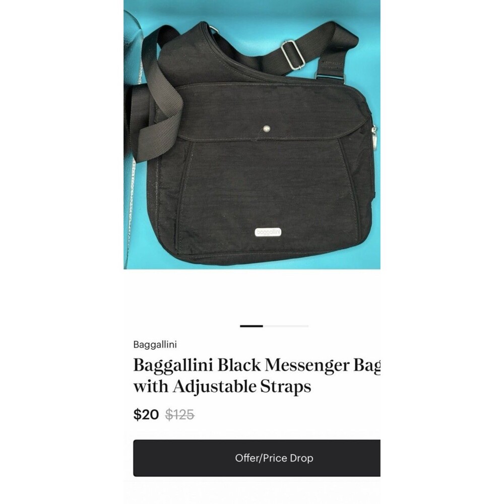 Baggallini Black Nylon Crossbody Messenger Travel Bag Adjustable Strap